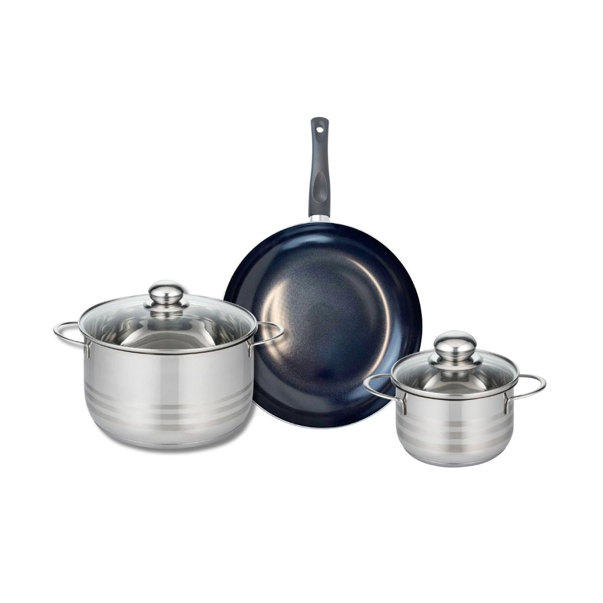 Ensemble de 1 Poêle de cuisson 28 cm et 2 faitouts 16 et 24 cm  Prima Brillant Elo - Mathon - 1