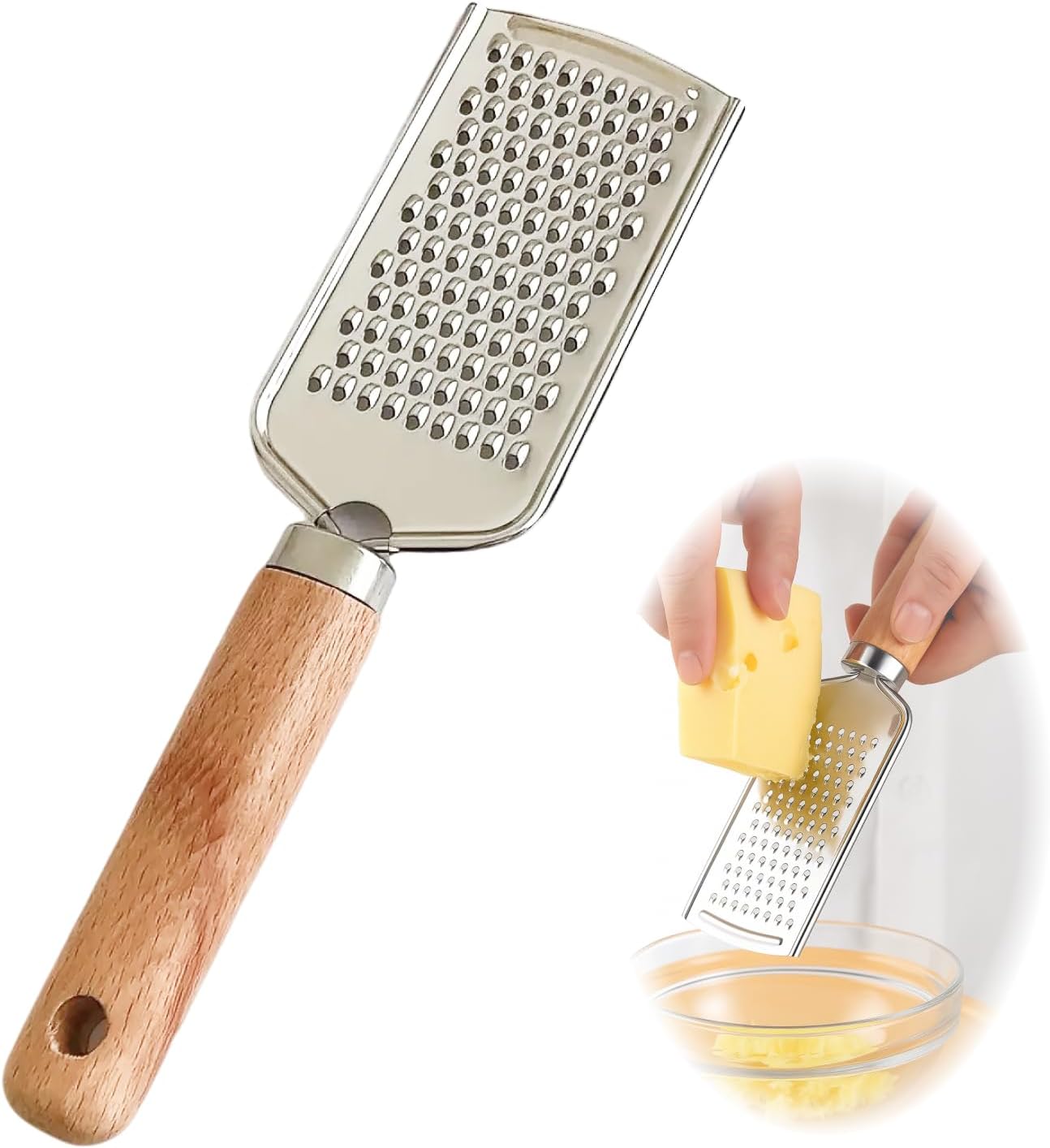 Râpe à fromage manuelle en acier inoxydable avec manche bois Vendos85 - Mathon