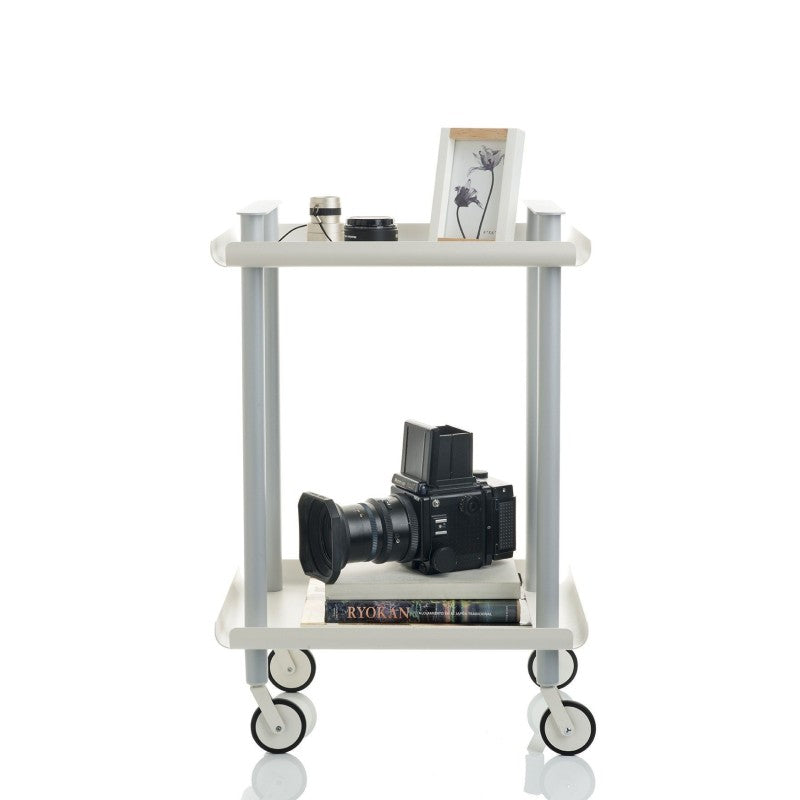 Desserte à roulettes, desserte de service Leky, métallique, 2 niveaux. Gris - Blanc Don Hierro - Mathon - 5