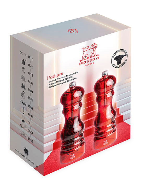 Podium Duo moulin poivre et moulin sel acryl rouge 18 cm Peugeot - Mathon - 5