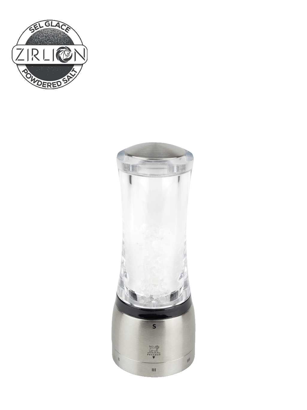 Daman Moulin à sel manuel en acryl et inox, u