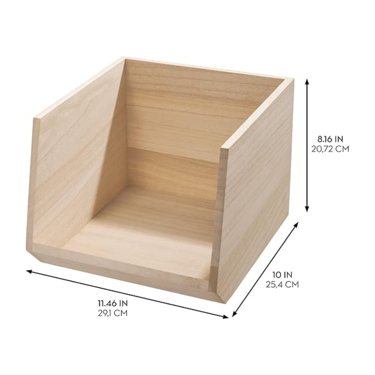 Bac de rangement en bois avec face ouverte L25,4 cm - OKA Calicosy - Mathon - 2
