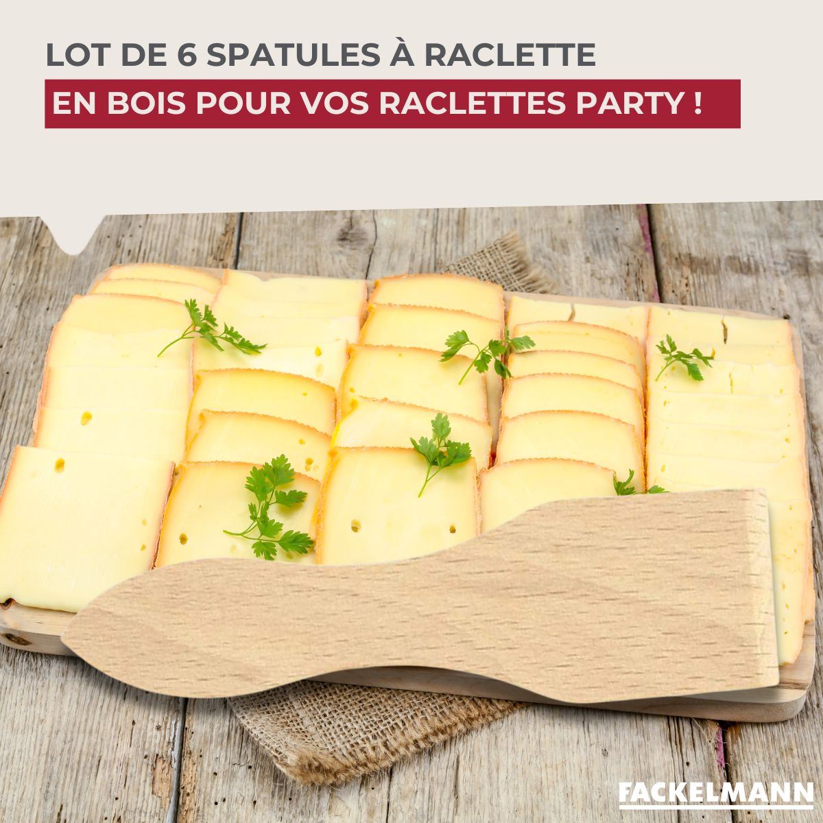 Ensemble de 12 spatules à raclette en bois 13 cm  Wood Edition Fackelmann - Mathon - 2