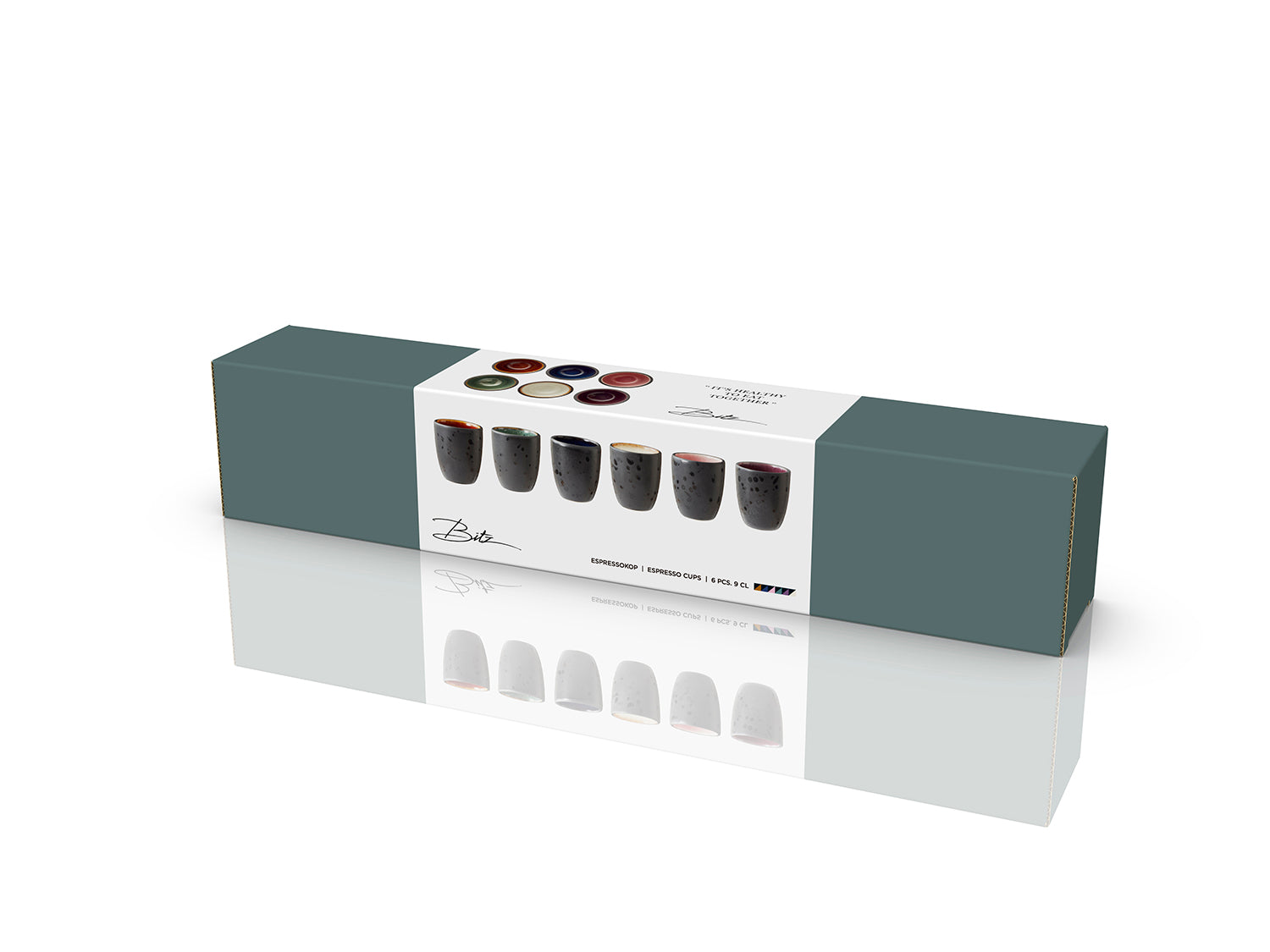 Ensemble de 6 tasses espresso GASTRO en grès émaillé Noir ass. Bitz - Mathon - 6