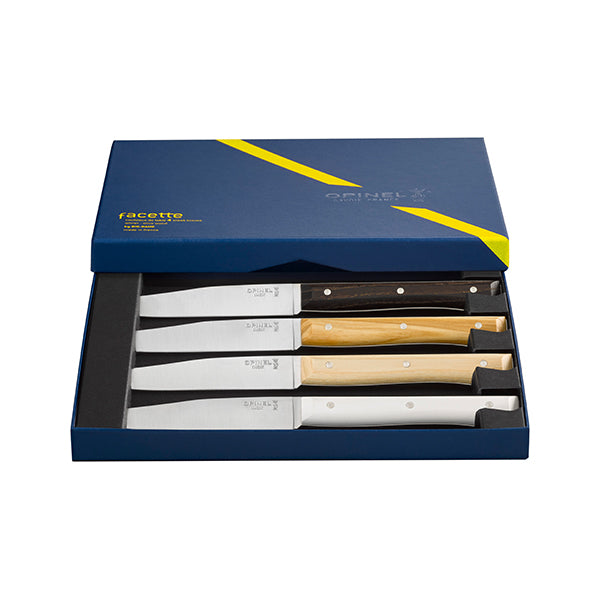 Coffret de 4 couteaux de table à lame lisse Facette panaché Opinel - Mathon - 4