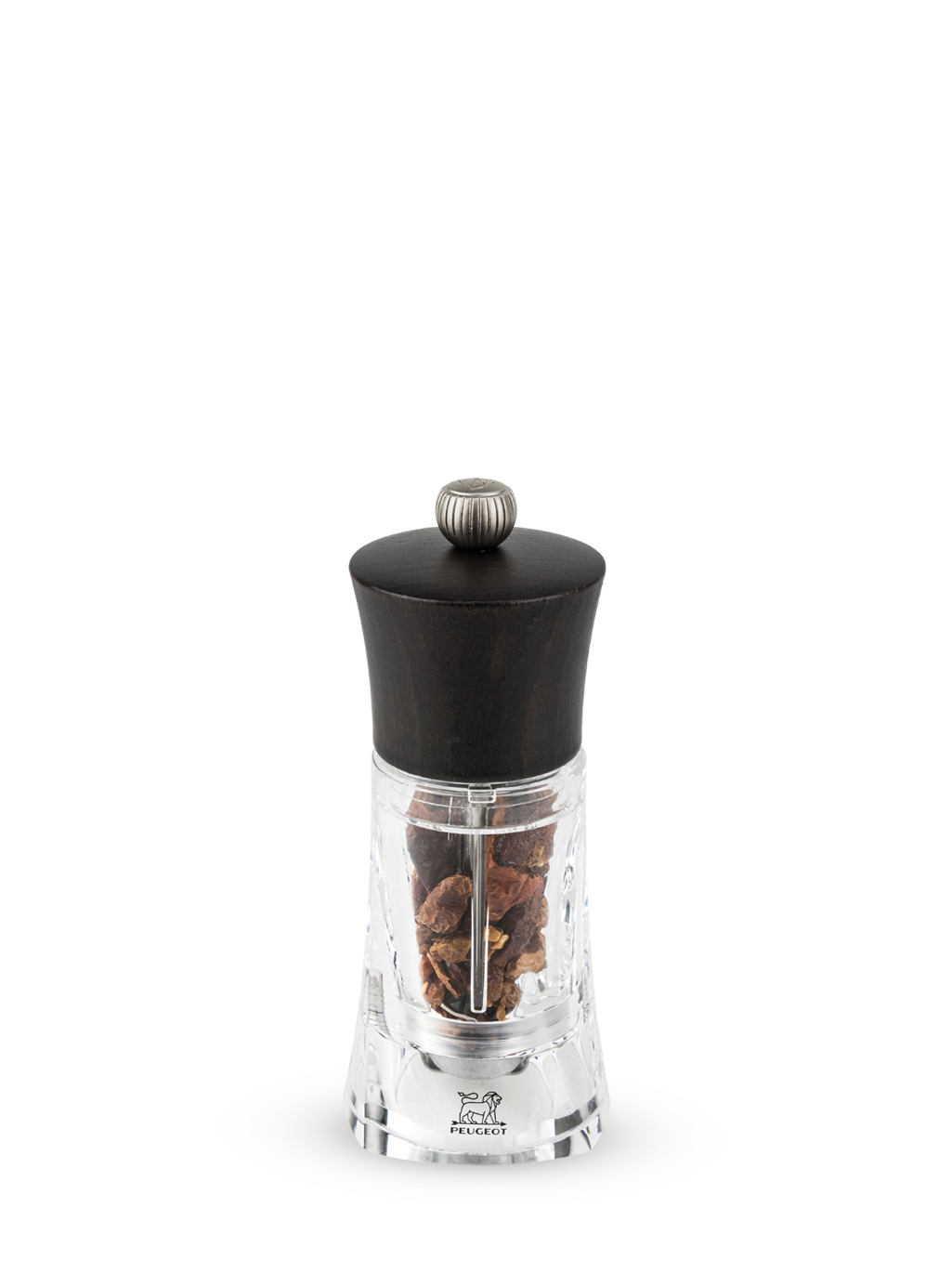 Oléron Moulin à piment manuel en bois et acryl couleur chocolat 14 cm Peugeot - Mathon - 1