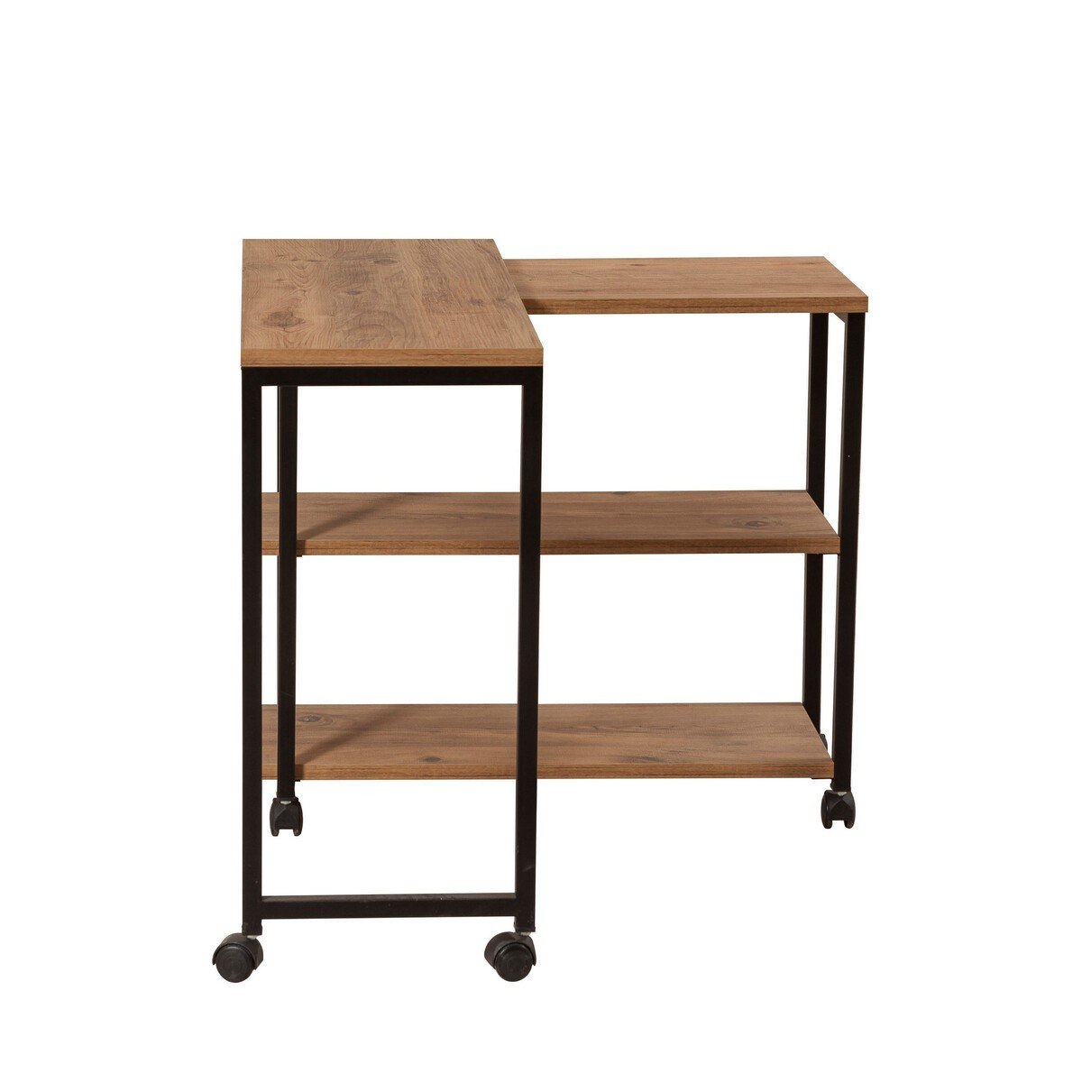 Desserte pivotante à roulettes décor pin atlantique et noir L70 cm - MELIN Calicosy - Mathon - 4