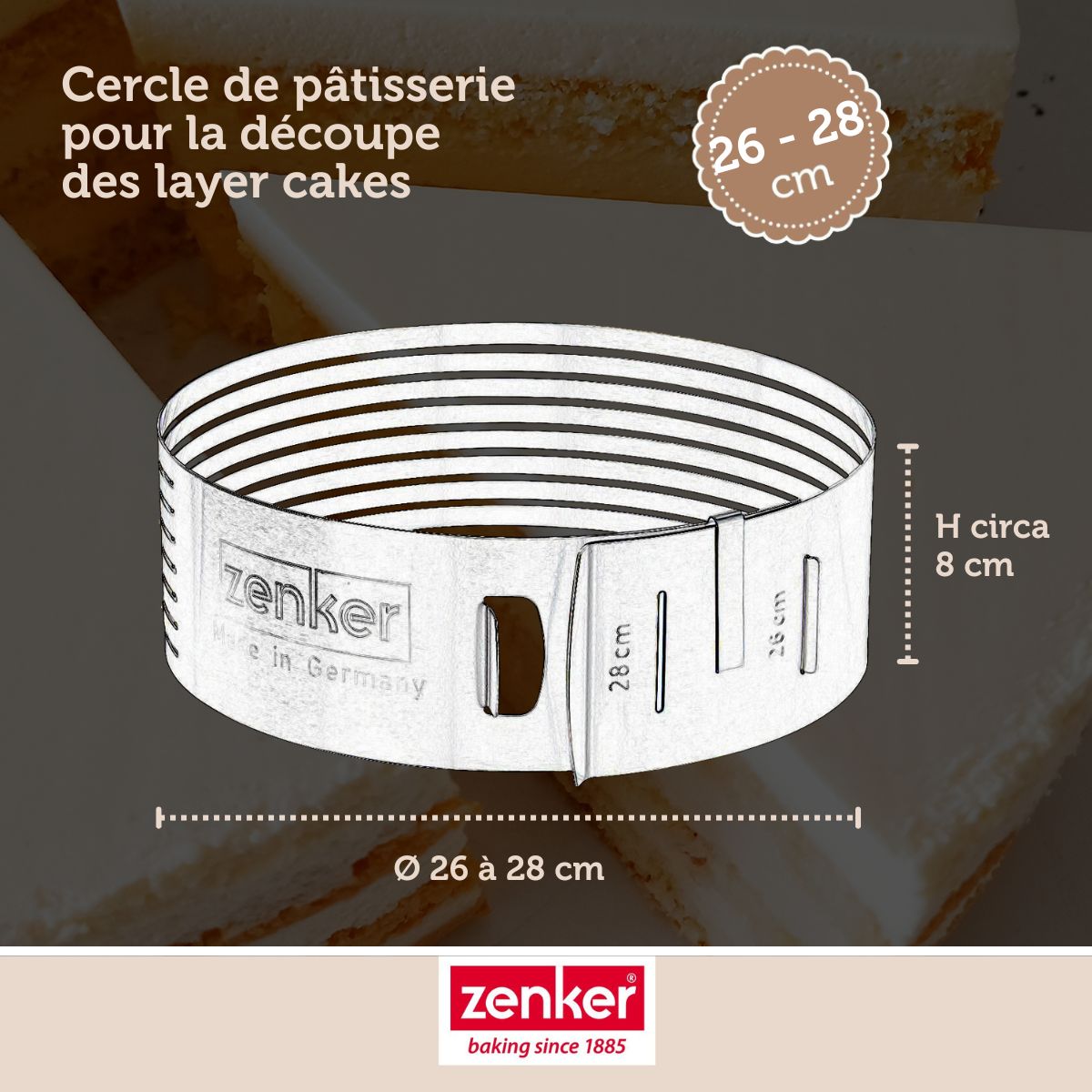 Ensemble de 2 Cercles à pâtisserie pour trancher les gâteaux en étages 26 à 28 cm Zenker Smart Pastry Zenker - Mathon - 3