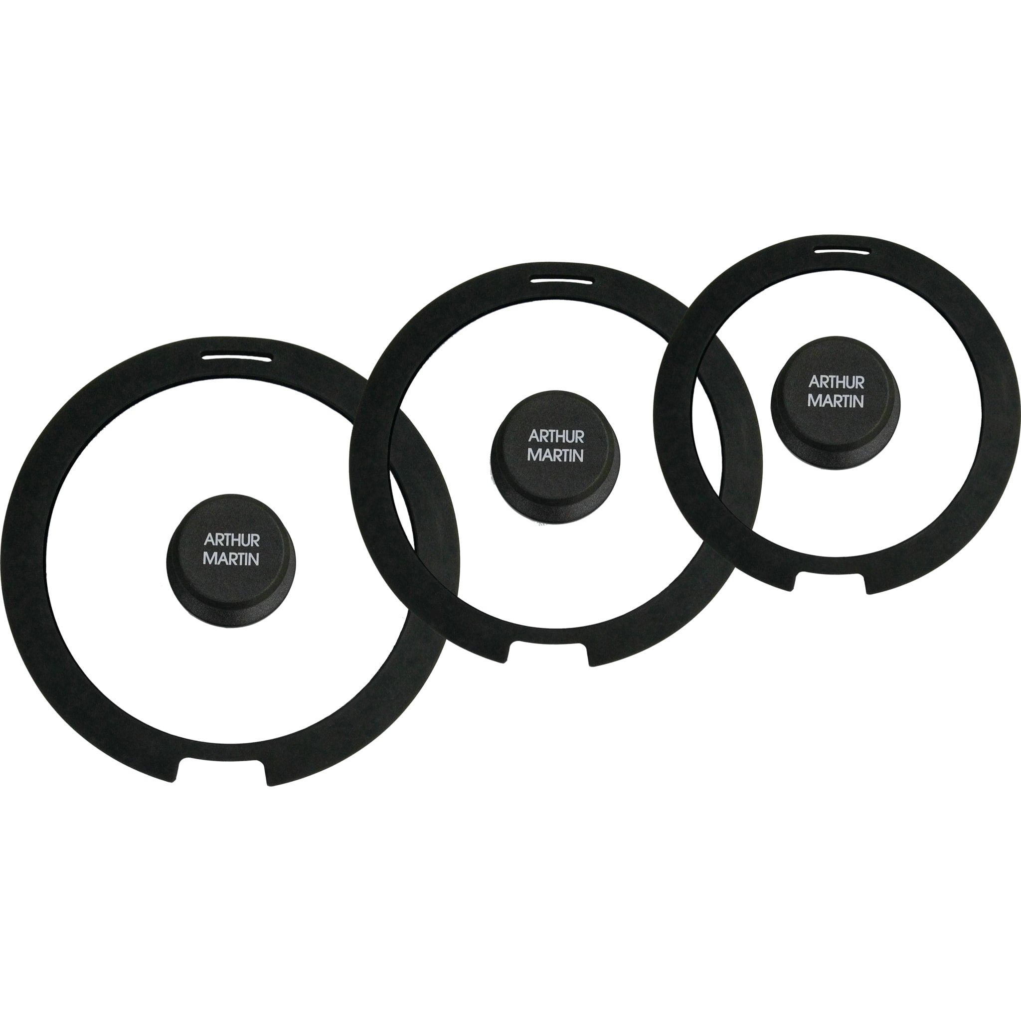Lot de 3 Couvercles Universels Arthur Martin en Verre et Silicone (16-18-20 cm) pour Poêles et Casseroles Arthur Martin - Mathon - 2