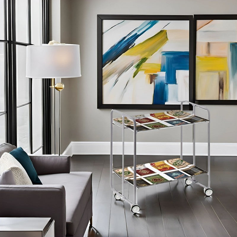 Desserte pliante 2 niveaux avec roulettes – structure gris aluminium, bauhaus Don Hierro - Mathon - 2