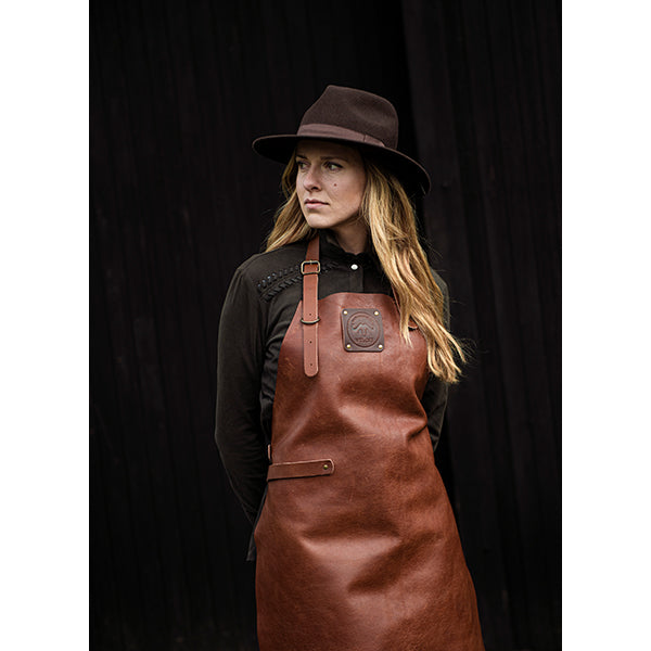 Tablier de cuisine artisanal cuir plein fleur Buffalo Cognac Witloft - Mathon - 2