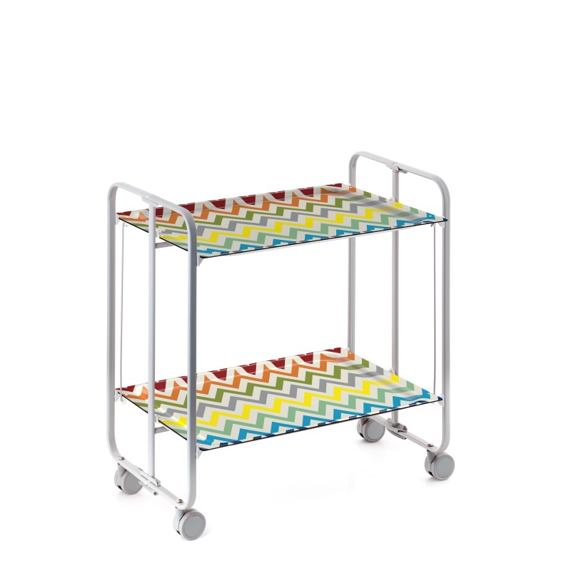 Desserte pliante 2 niveaux avec roulettes – structure gris aluminium, bauhaus Don Hierro - Mathon - 1