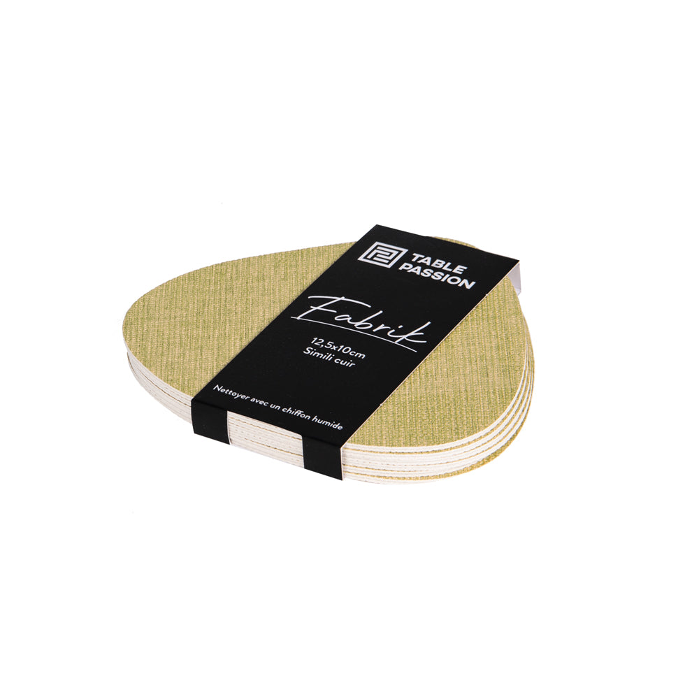 Set de 6 dessous de verre fabrik galet vert beige Table passion - Mathon - 2