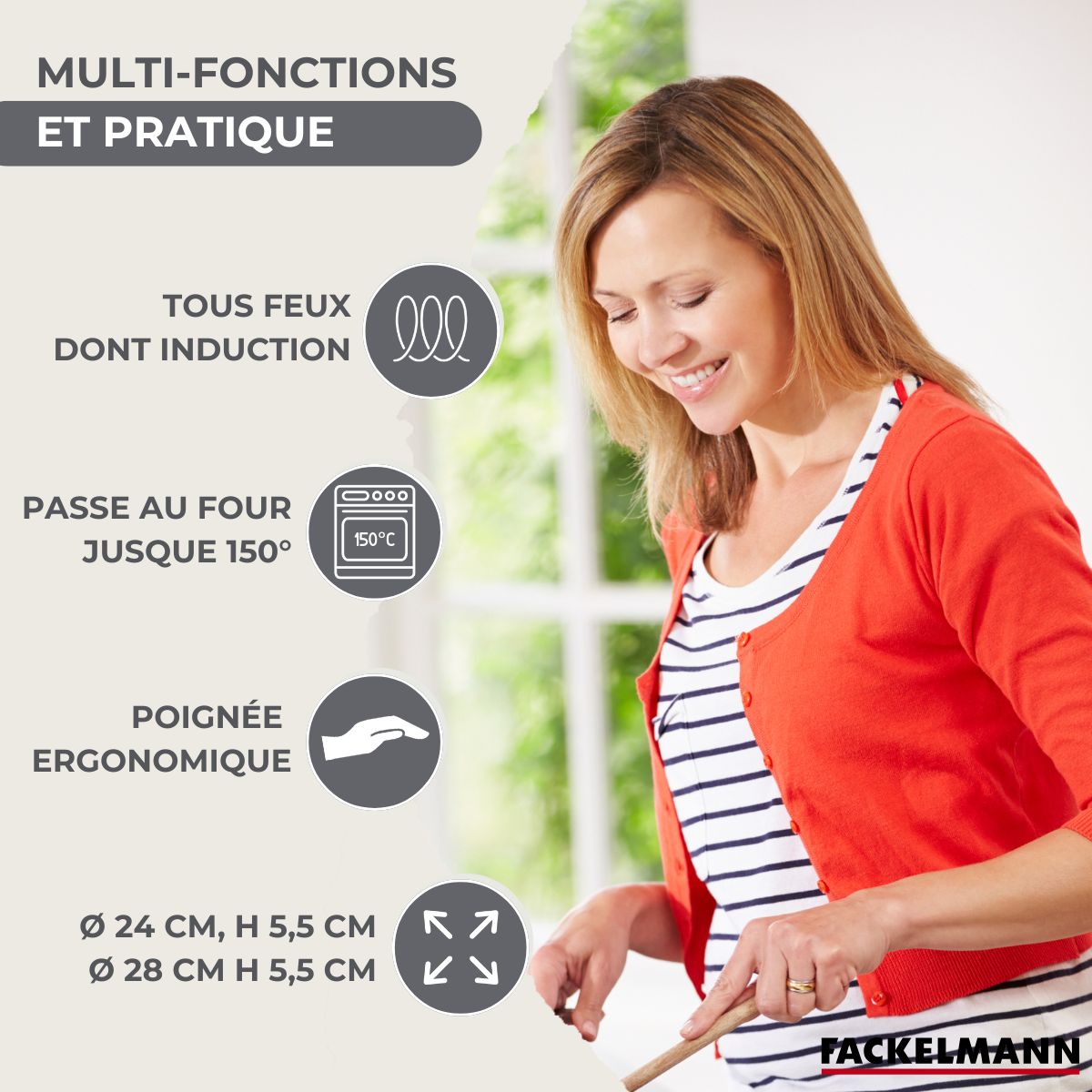 Set 2 poêles 24 et 28 cm en inox et 6 ustensiles  Geneva Fackelmann - Mathon - 3