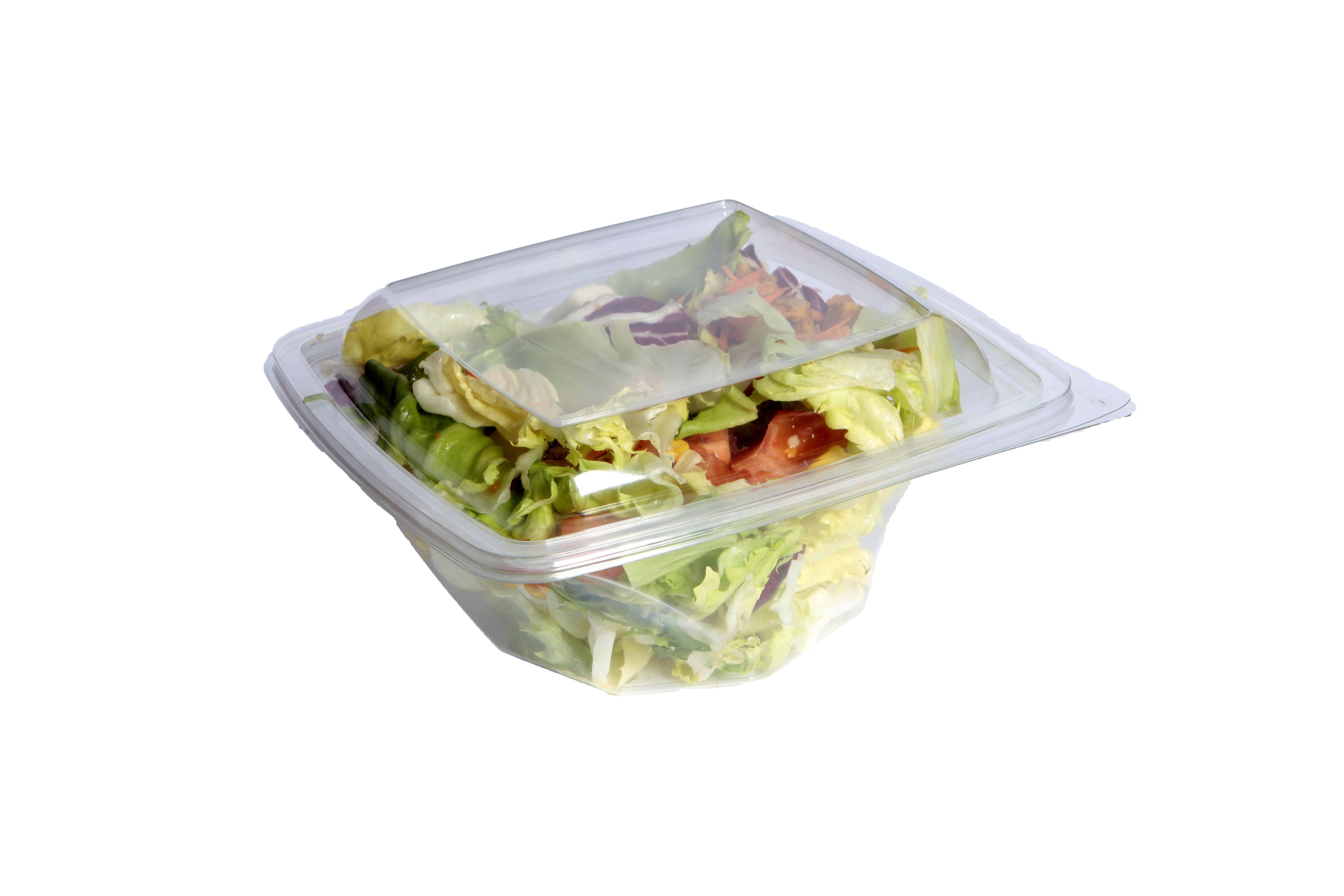 100Pcs - Saladier PET carré transparent vrillé  200x200x80mm 1000ml FirstPack - Mathon