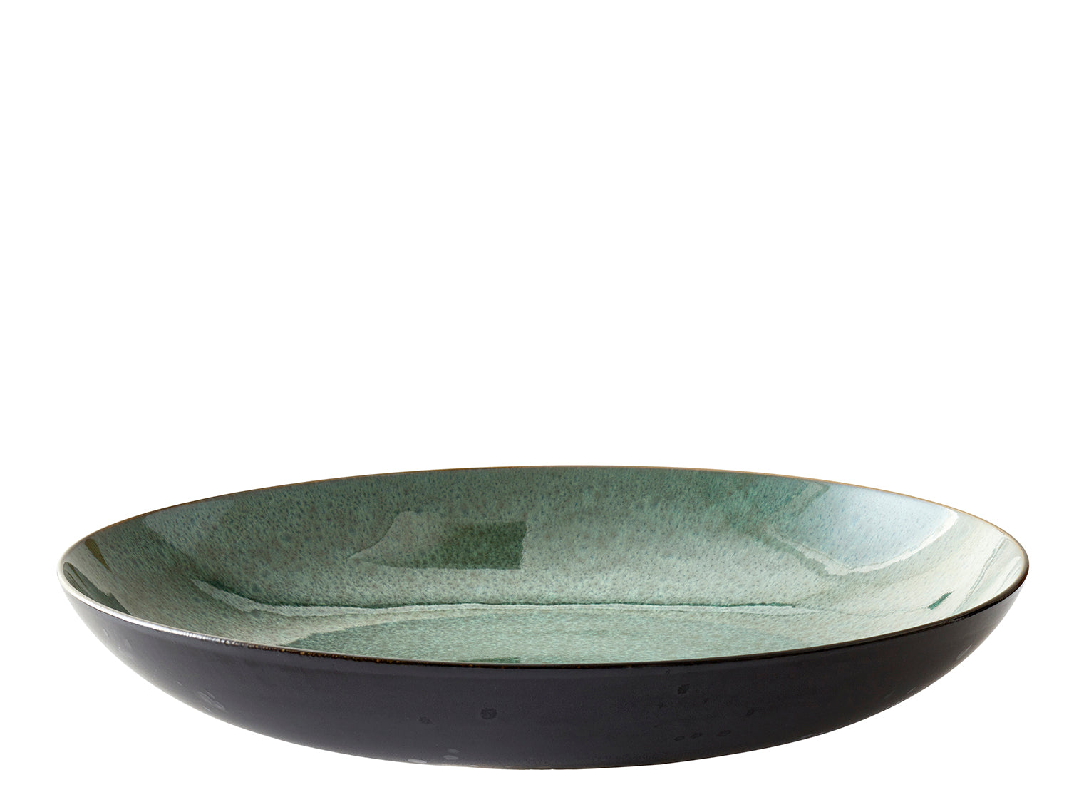 Plat de service rond GASTRO 40cm en grès émaillé Noir/Vert Bitz - Mathon - 4