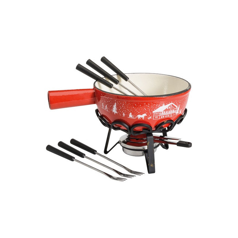 Service A Fondue Savoyard Frise Hiver Rouge 22cm Table Et Cook - Sh-c20r Table Et Cook - Mathon