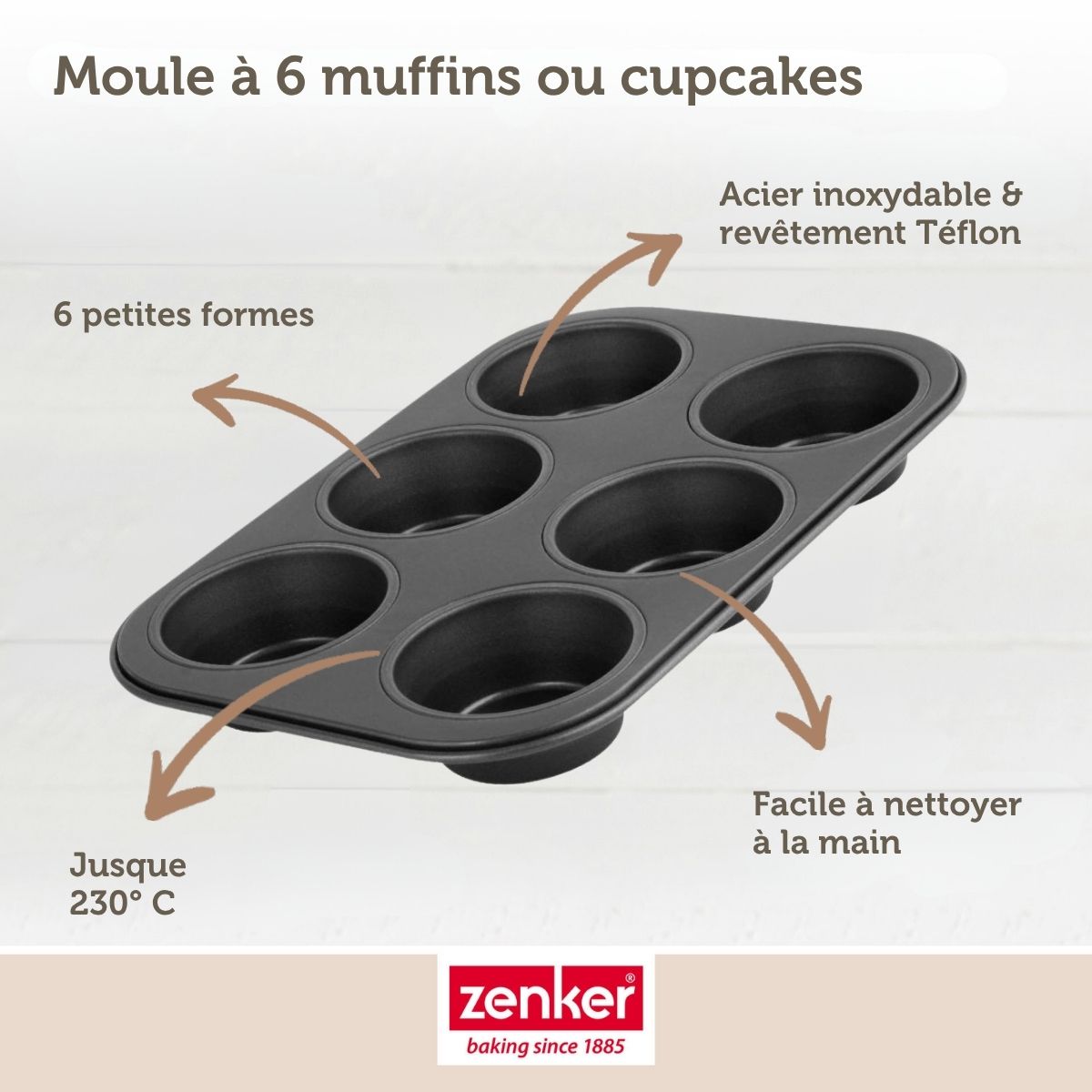 Moule à muffins 6 empreintes 28 x 19 cm Zenker Black Metallic Zenker - Mathon - 7