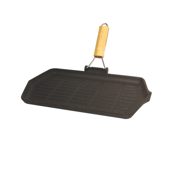 Grill rectangulaire fonte 33,5 x 19,5 cm - manche rétractable Baumalu - Mathon - 2