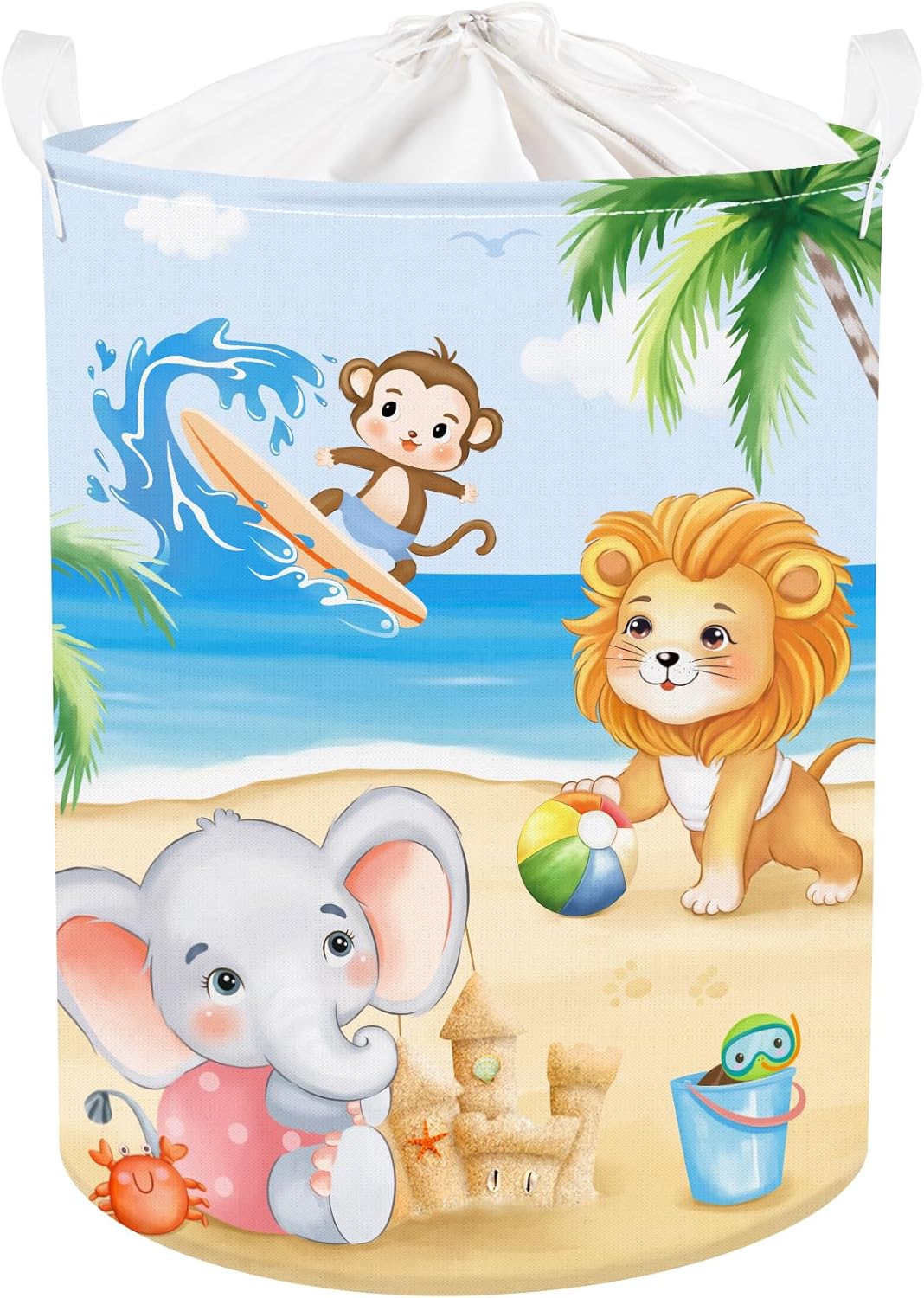 Panier à linge pliable Motif Animaux 45L enfants Vendos85 - Mathon