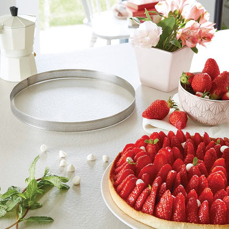 Cercle à tarte perforé en inox rond 24 cm Mathon - Mathon - 1