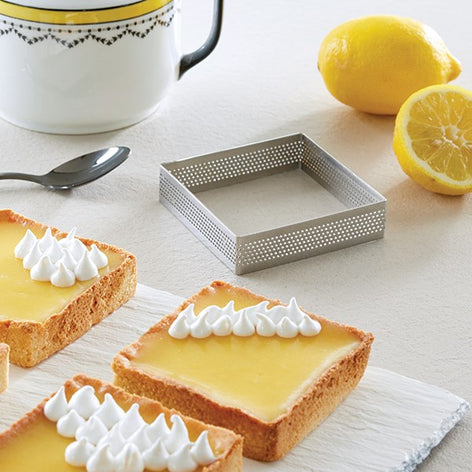 Cadre à tarte perforé en inox carré 8 cm Mathon - Mathon - 1