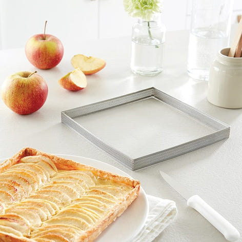 Cadre à tarte perforé en inox carré 20 cm Mathon - Mathon - 1