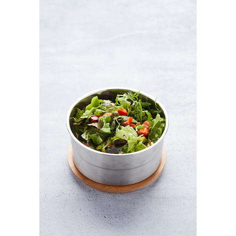 Lunch box ronde en inox 850 ml et couvercle en bambou Point Virgule - Mathon - 2