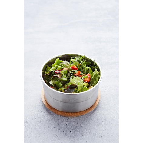 Lunch box ronde en inox 850 ml et couvercle en bambou Point Virgule - Mathon - 2