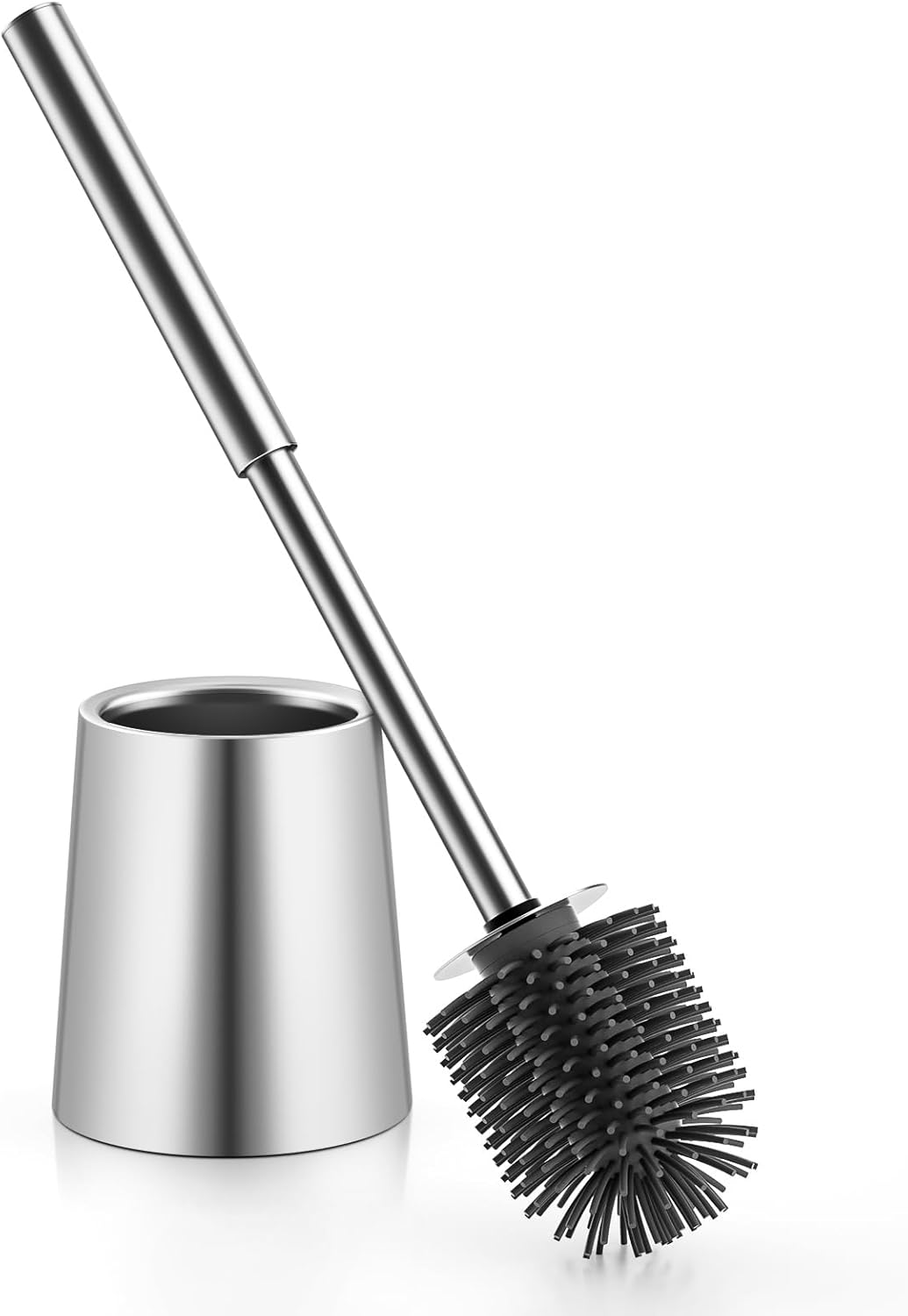 Brosse WC Ronde Argent avec Tête Silicone Vendos85 - Mathon