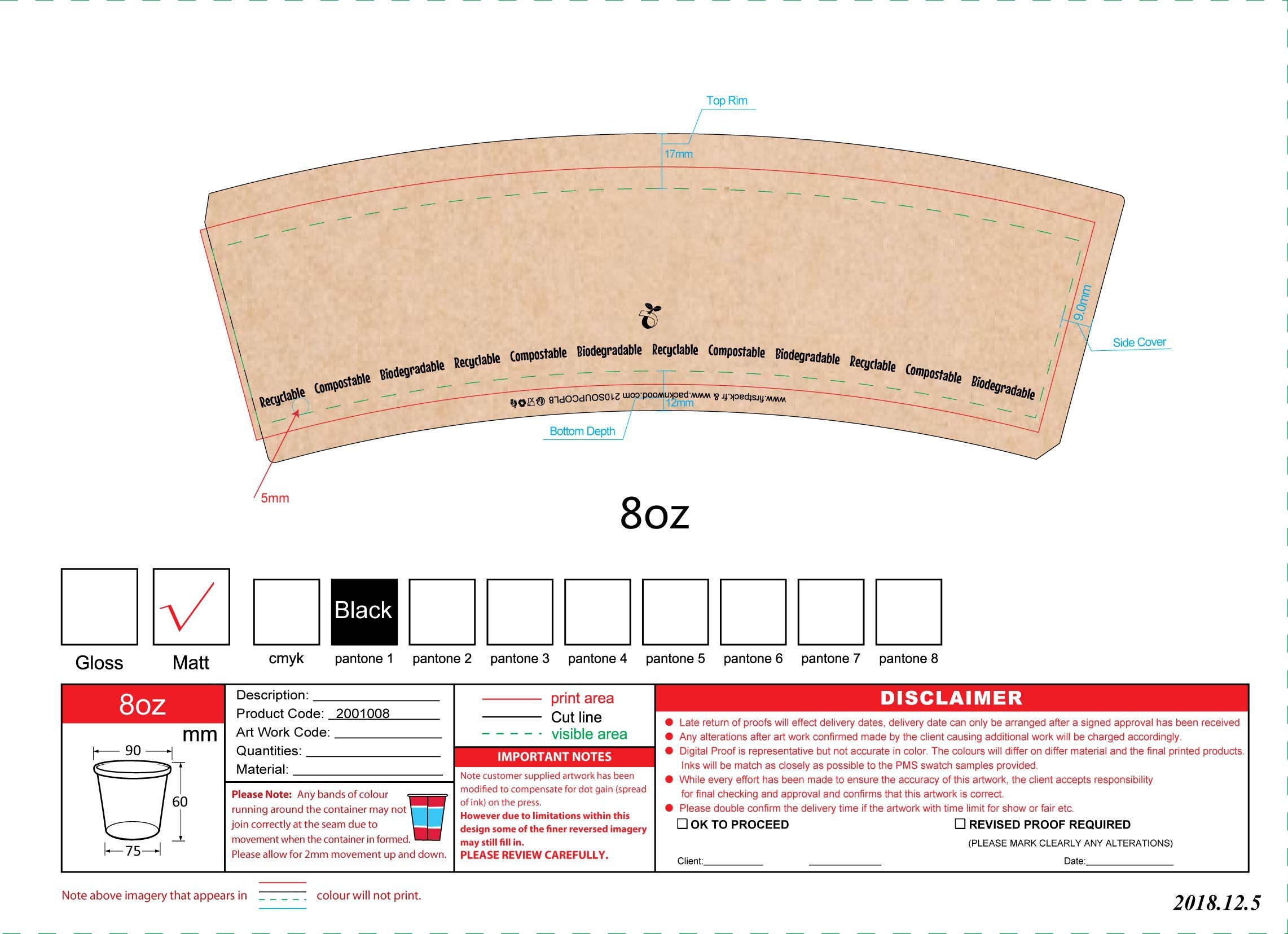 Pot carton fibre de bambou chaud et froid avec couvercle 240 ml Diam: 9 cm 9 x 6,6 x 7,5 cm - 25 unités FirstPack - Mathon