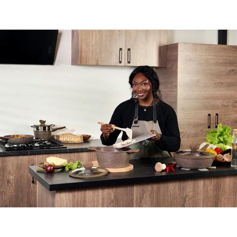 Batterie de cuisine 14 pièces avec cuiseur à vapeur Antiadhésif en Granit marron Just perfecto JL-26 Just Perfecto - Mathon - 4