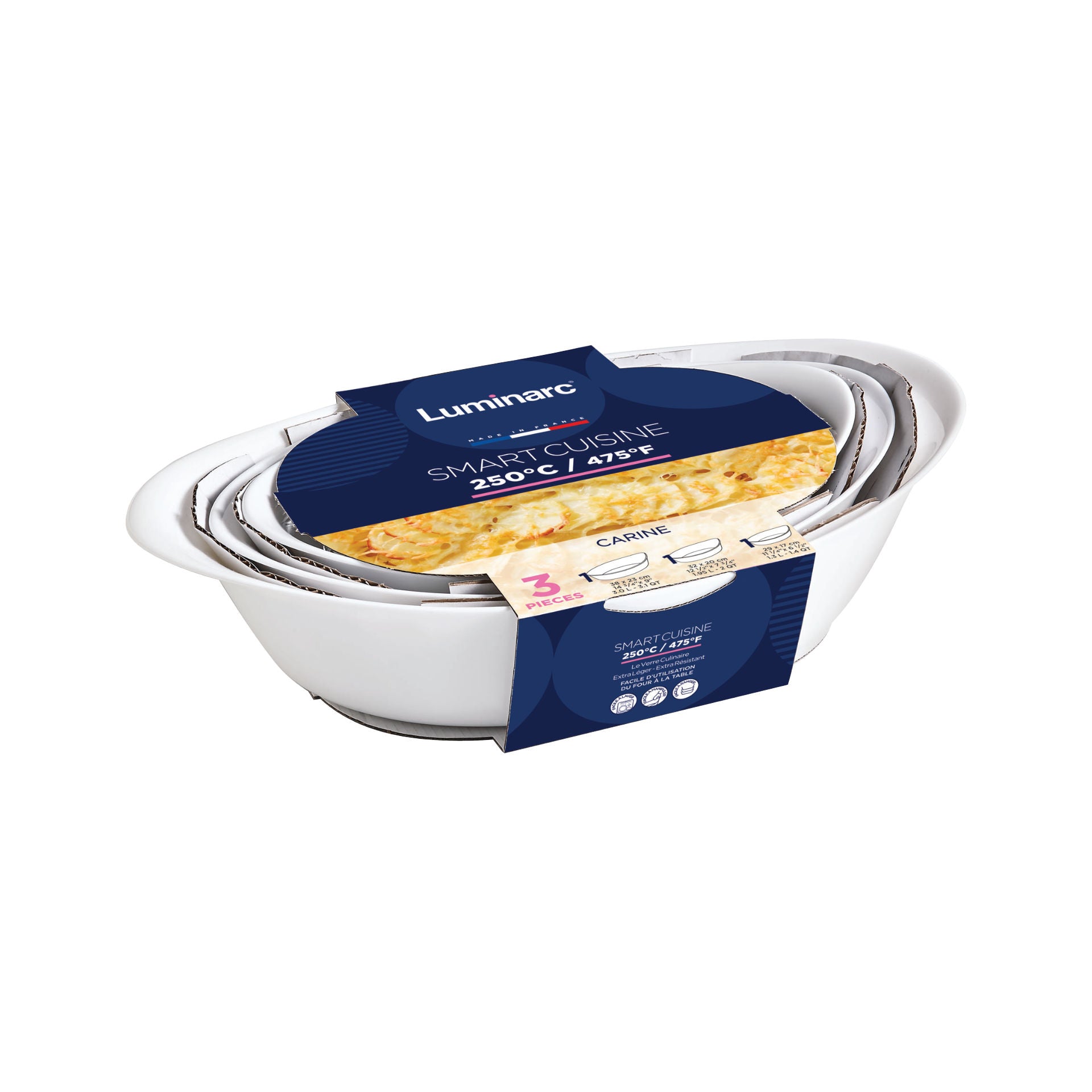 Set de 3 plats ovales 38x23, 32x20 et 29x17 cm Smart Cuisine Carine Luminarc Luminarc - Mathon - 2