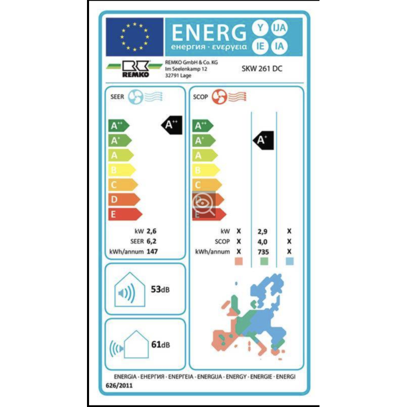 Climatisation Mono-split 2,6 Kw   Skw 261 Dc Remko - Mathon - 3