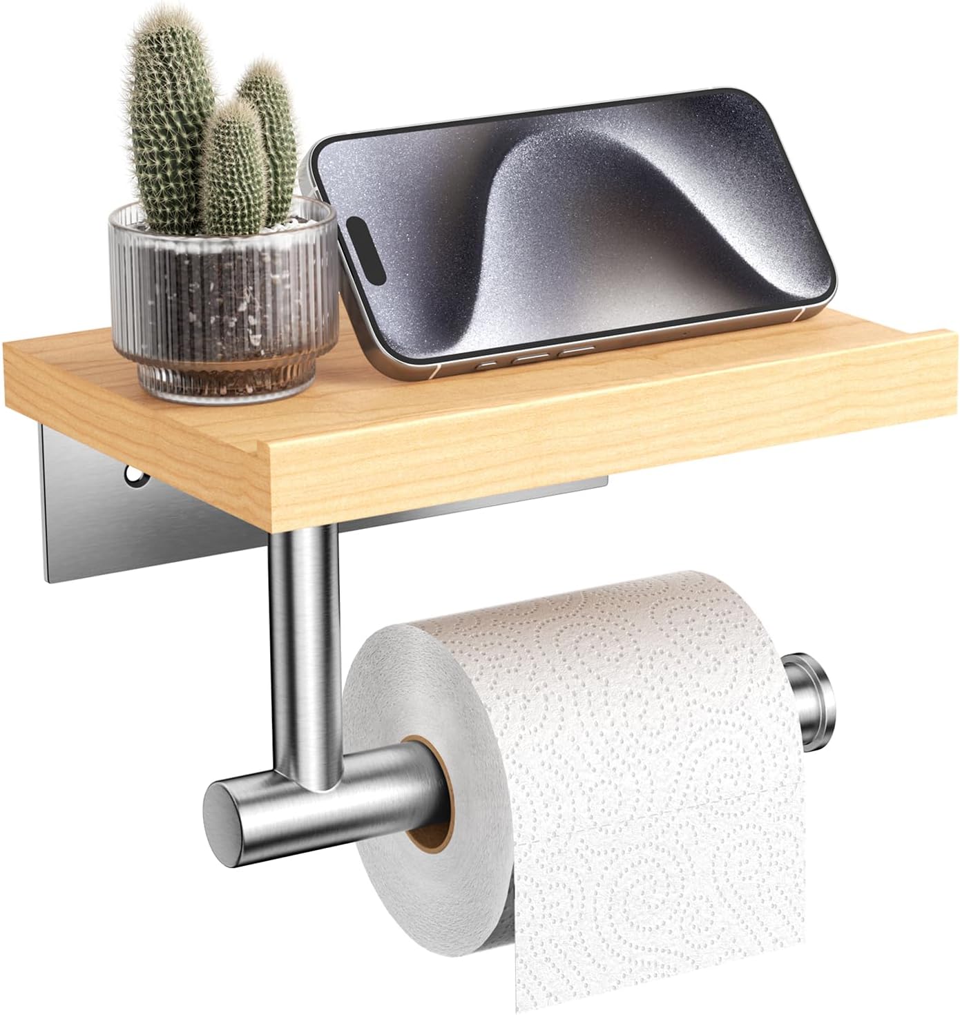 Porte-Papier WC Bois d’Érable & Nickel Brossé Vendos85 - Mathon