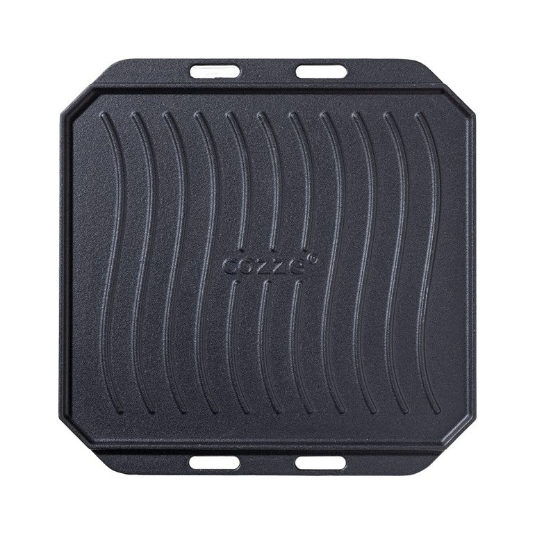 Plaque en fonte avec plateau en bois, poignée amovible en acier inoxydable finition mate 30 x 30 cm Cozze - Mathon - 4