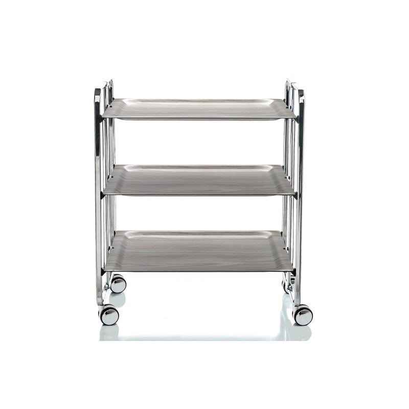 Desserte pliante 3 niveaux avec roulettes – structure chromée, bauhaus Don Hierro - Mathon - 1