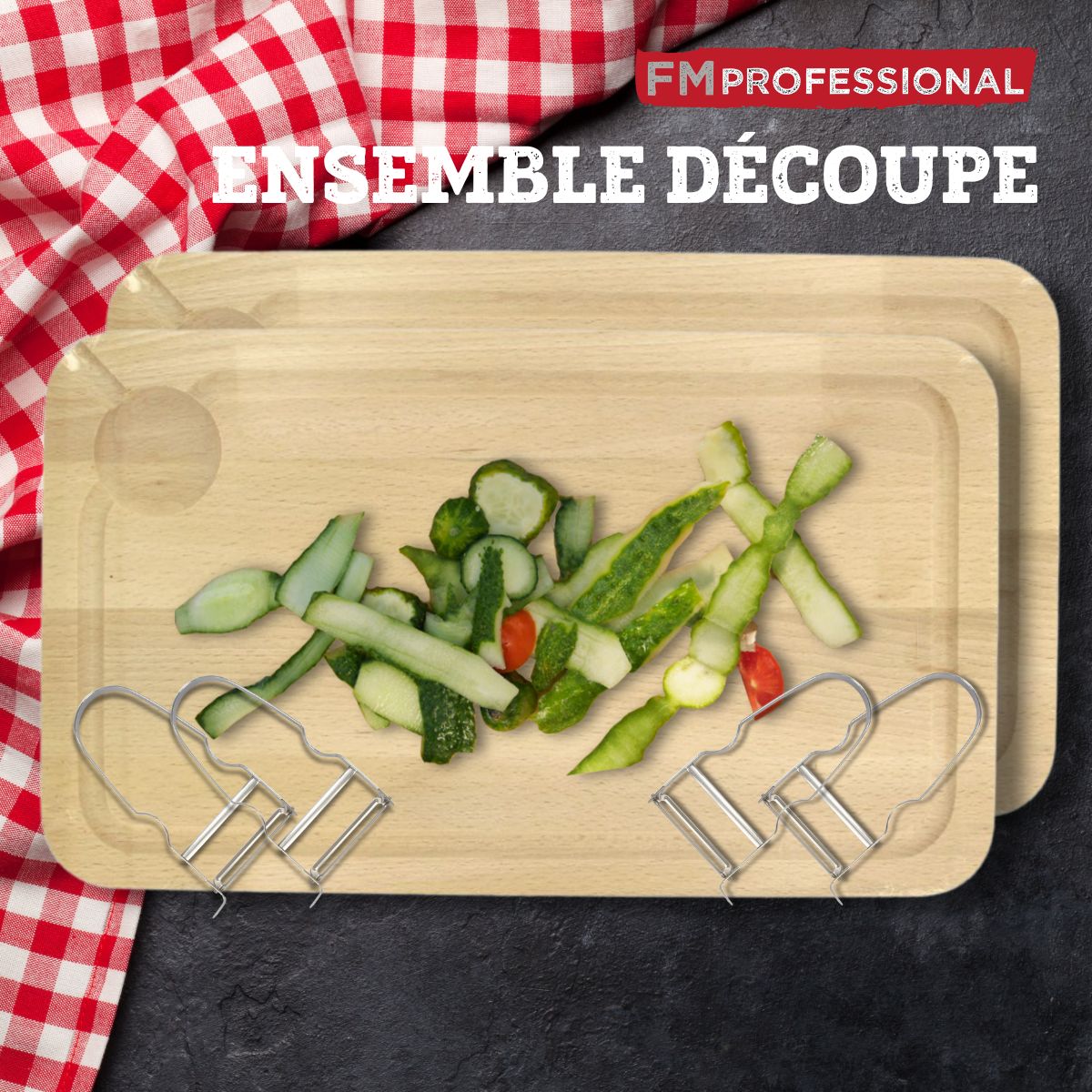 Lot de 2 Planches à découper et 4 éplucheurs à légumes  Gourmet édition FM Professional - Mathon - 2