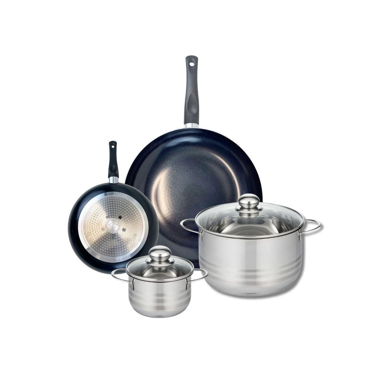 Ensemble de 2 Poêles de cuisson 20 et 32 cm et 2 faitouts 14 et 24 cm  Prima Brillant Elo - Mathon - 1