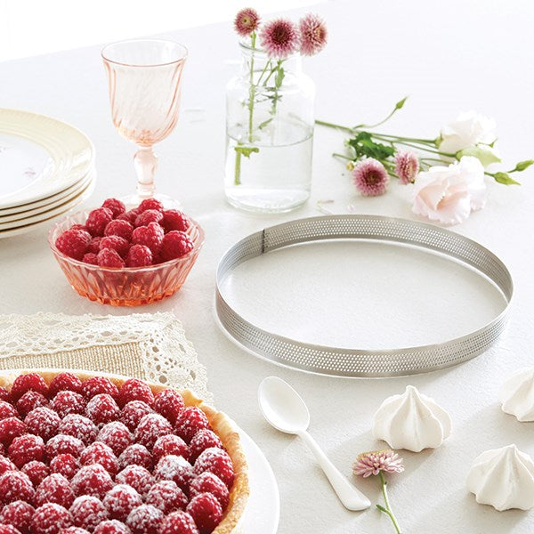 Lot 3 cercles à tarte perforés en inox rond 20 - 24 - 28 cm Mathon - Mathon - 2