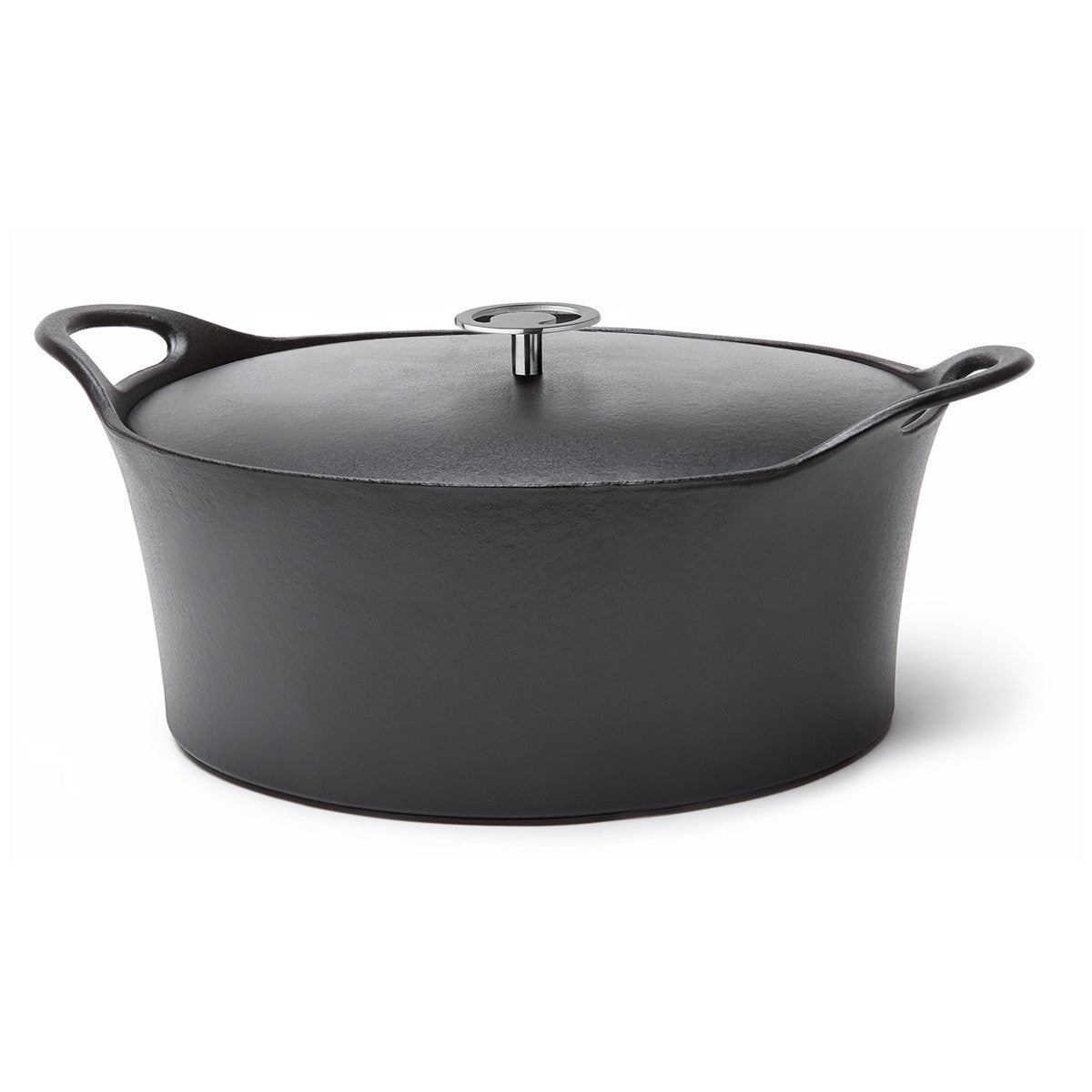 Volcan - Cocotte Ovale 35cm fonte de fer émaillée noire avec couvercle Cuisinox - Mathon - 1