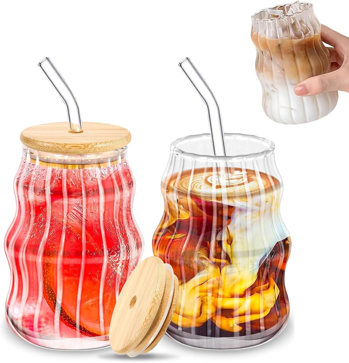 Ensemble 2 Verres à Café Glacé avec Pailles et Couvercles Vendos85 - Mathon