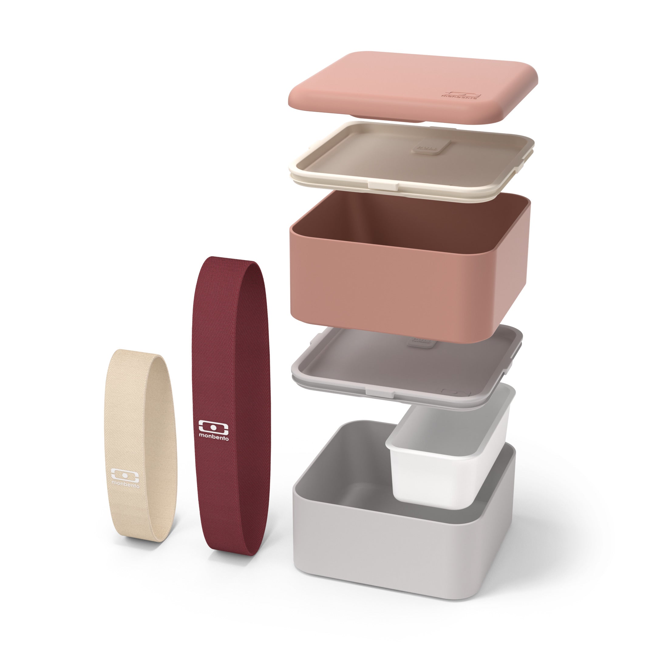 Set repas complet lunch box 2 étages 1,7L rose/gris + accessoires Monbento - Mathon - 2