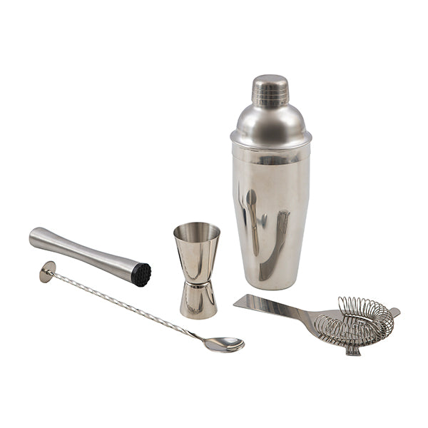 Set cocktail avec shaker Cobbler, mesureur, pilon à cocktail, cuillère et passoire Point Virgule - Mathon - 1