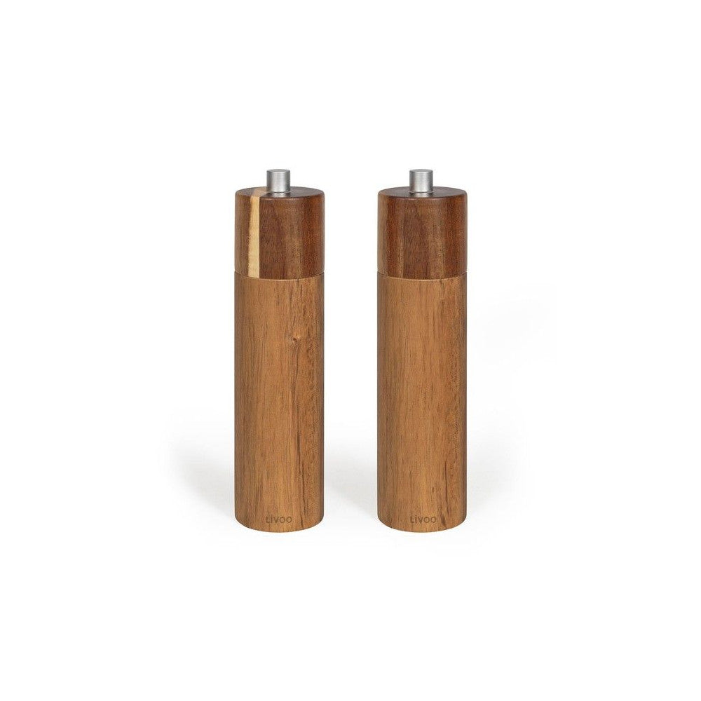 Set De 2 Moulins Sel Et Poivre Manuels - Livoo - Men425 - 40 Ml - Bois D