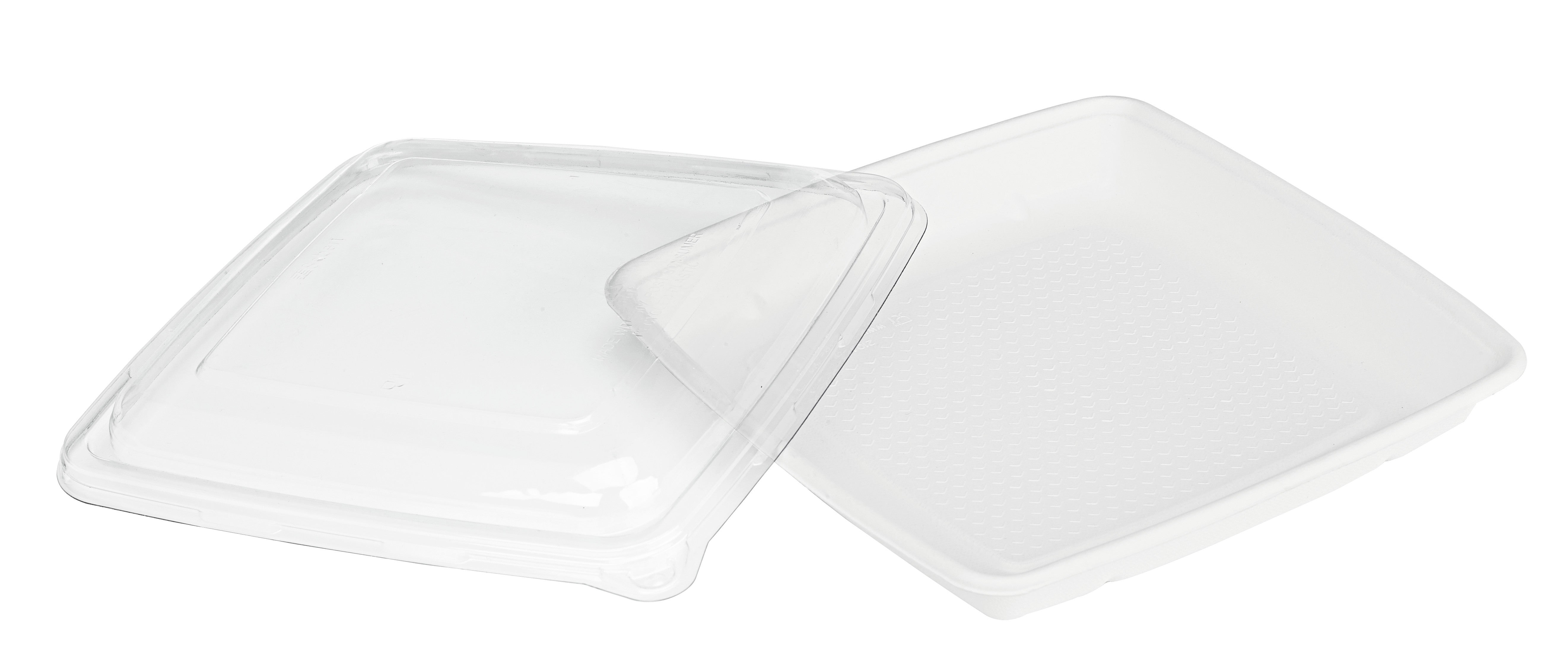 25Pcs - Saladier carré blanc en pulpe  235x235x28mm 1000ml FirstPack - Mathon - 2