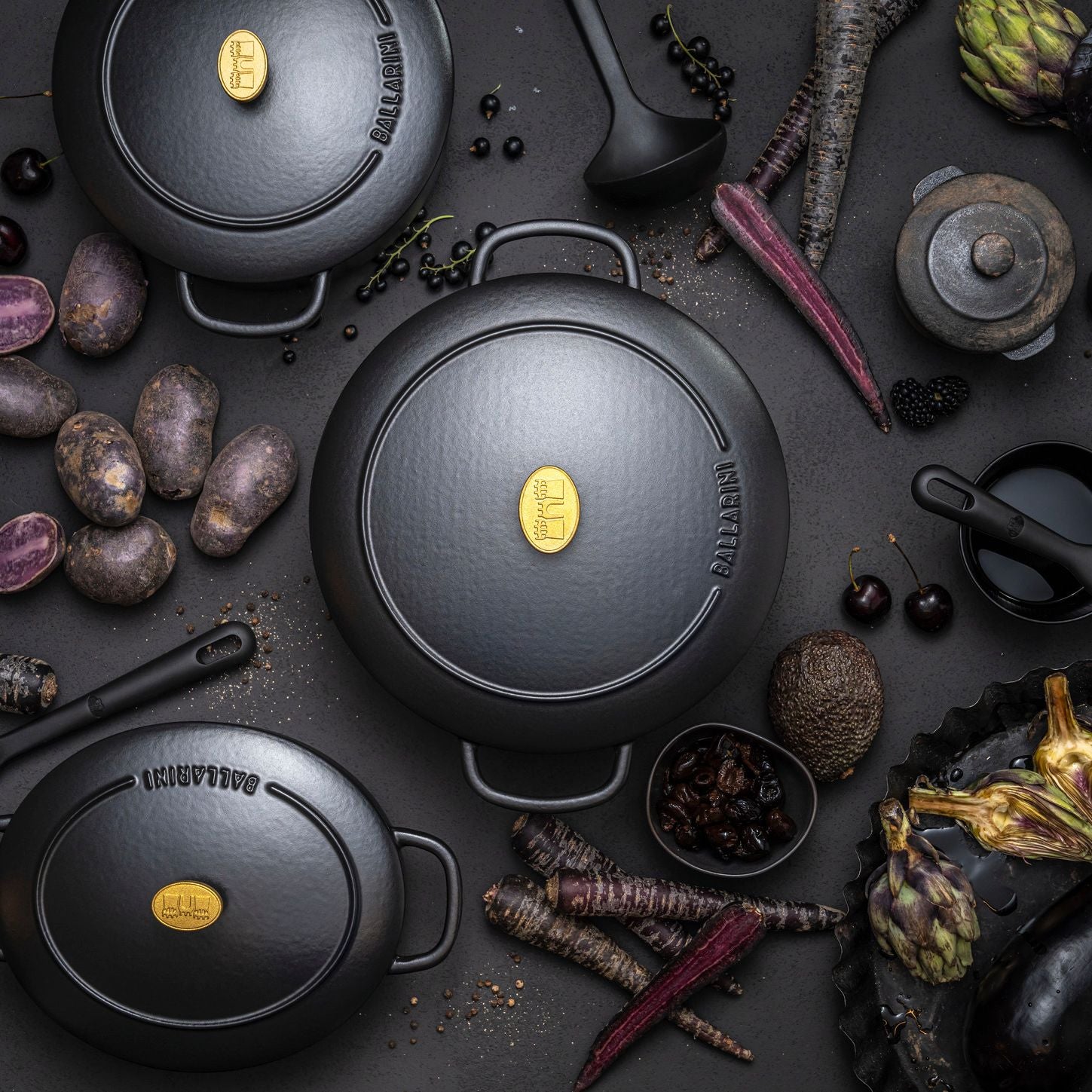 Cocotte 28 cm Bellamonte, Rond(e), Noir, Fonte Ballarini - Mathon - 8