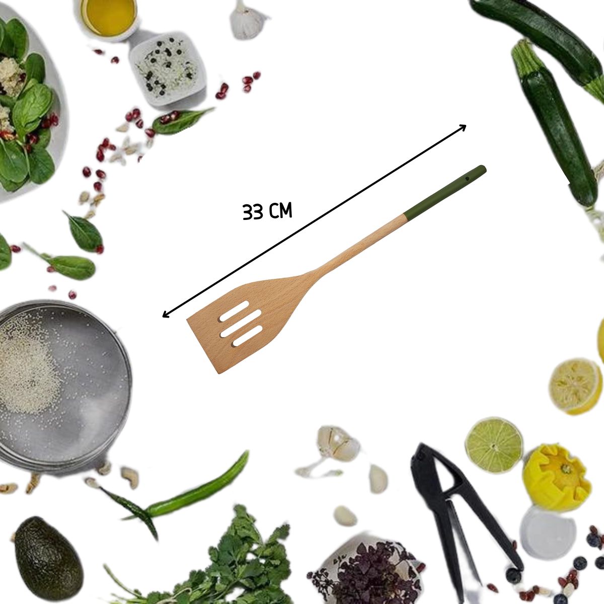 Spatule de cuisine ajourée 33 cm  Wood Edition Fackelmann - Mathon - 3