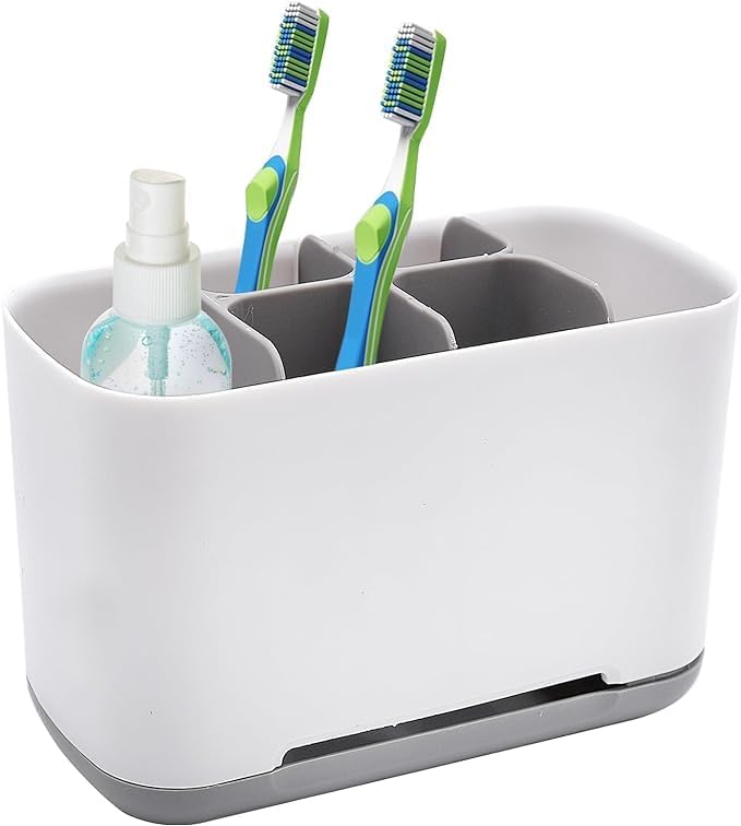 Porte-brosse à dents, 4 compartiments pour brosses à dents + 2 fentes blanc Vendos85 - Mathon