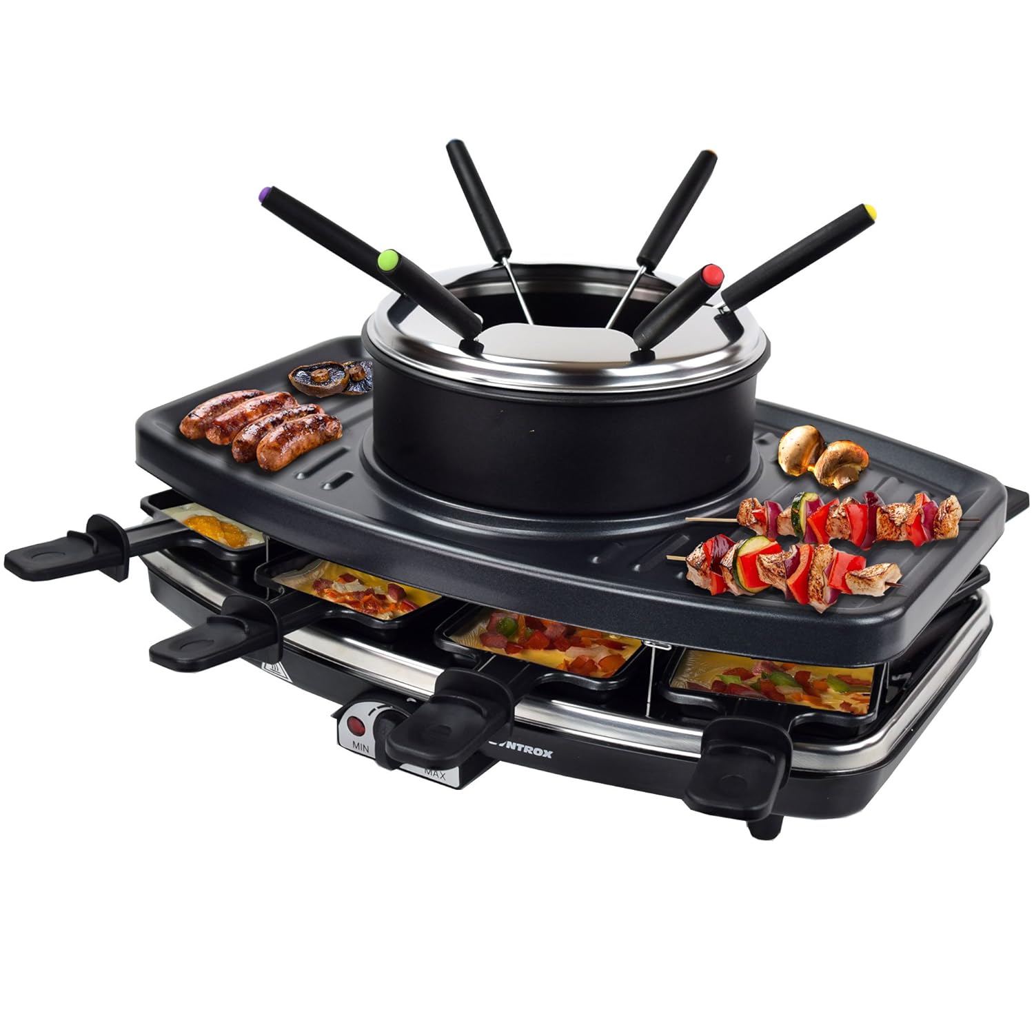 raclette grill à fondue 3 à 1 pour 8 personnes Syntrox - Mathon